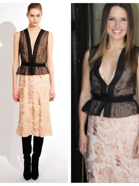 Narciso Rodriguez Crop Sheer Overlay Printed Krysten Dress